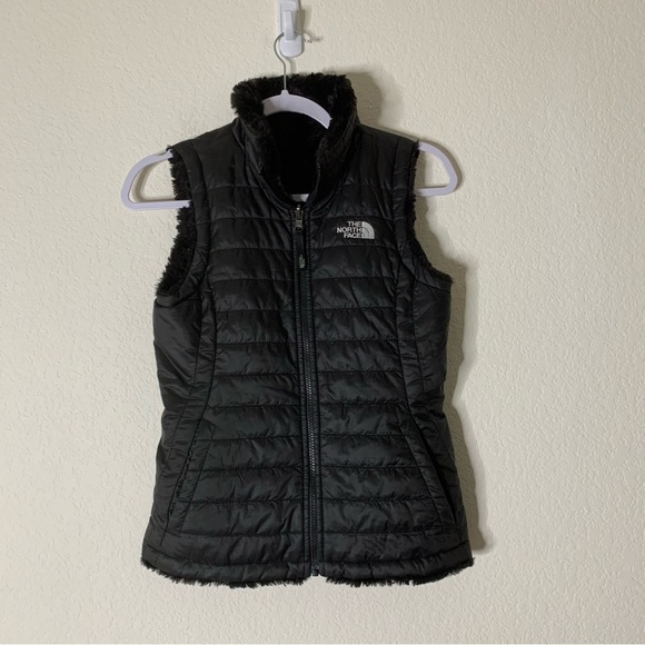 The north face girls black mossbud reversible full zip vest jacket M 10-12 - Picture 1 of 6